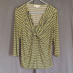 Liz Claiborne Yellow and Black Geometric Blouse